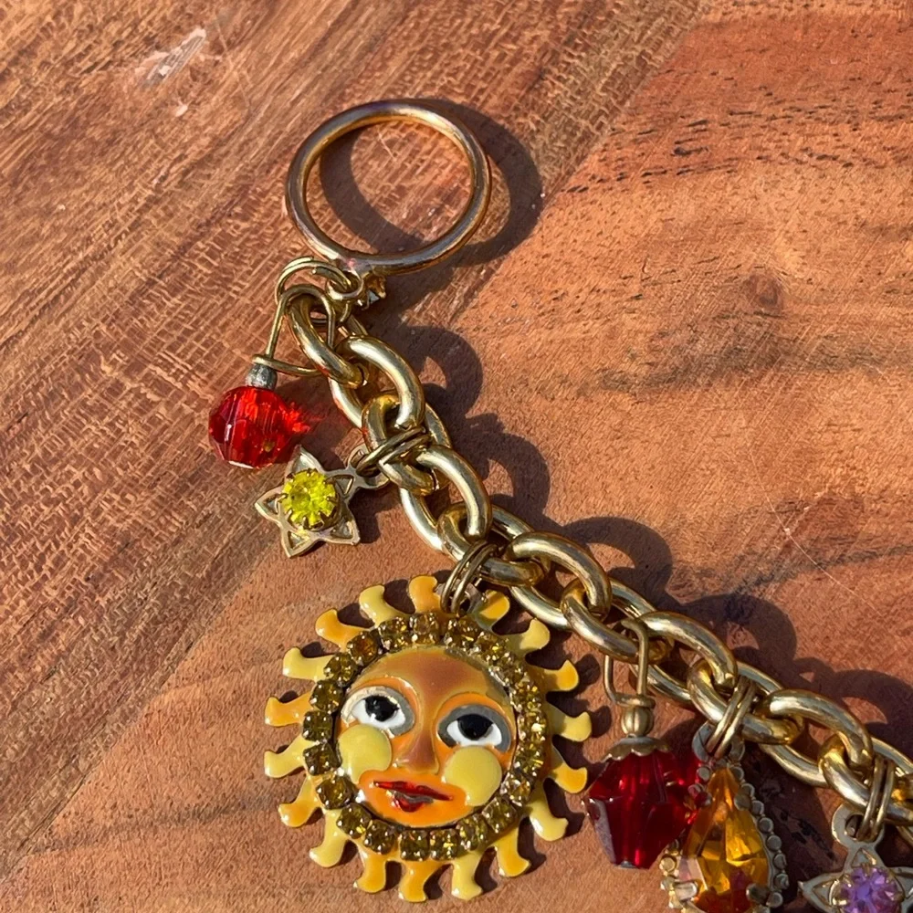 Vintage Lunch at the Ritz 2GO Sun Face Sunglasses Charm Anklet Bracelet 10” Rare - Picture 5 of 7